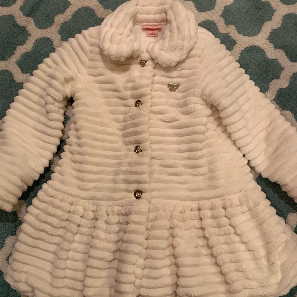 Juicy Couture White Textured Puffer Coat
